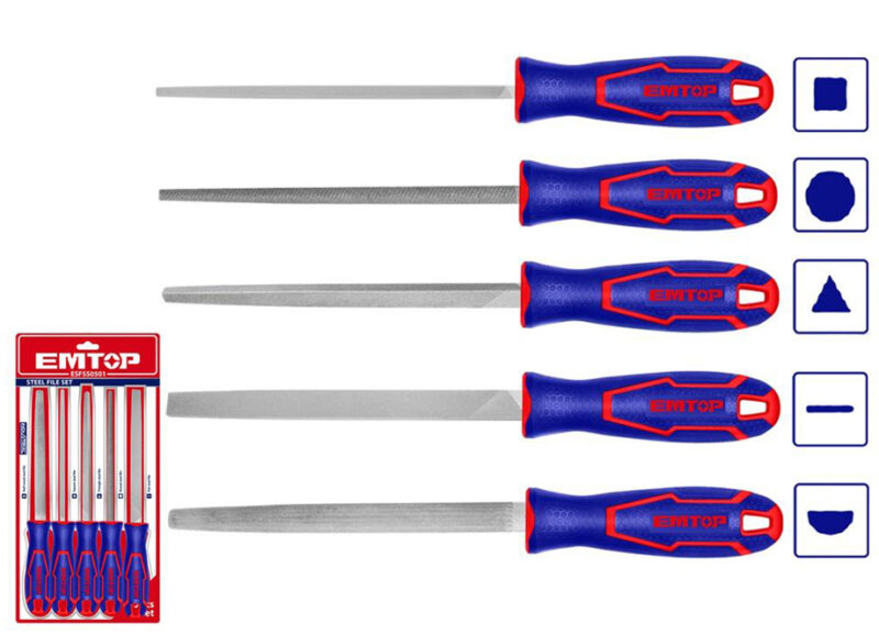 EMTOP BLISTER 5 LIMAS METAL 8" CON MANGO