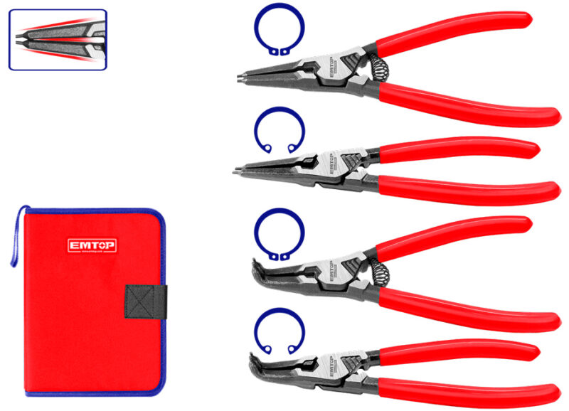 EMTOP CONJUNTO 4 ALICATES PRESILLAS 7" 180MM